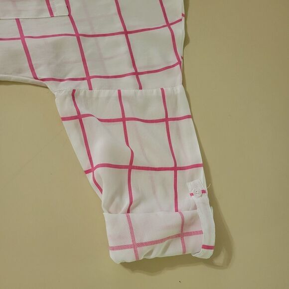 Ya Los Angeles Women's Long Sleeve Pink and White Button-Down Shirt - Picture 9 of 12